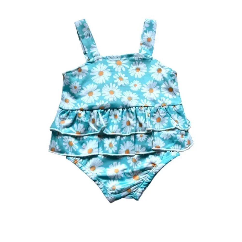 New Baby Girls Wild Daisy Boutique Ruffle One Piece Swimsuit Bathing Suit 6-12 m